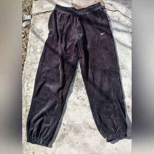 Nike Joggers Black Corduroy Womens Medium with Side pockets